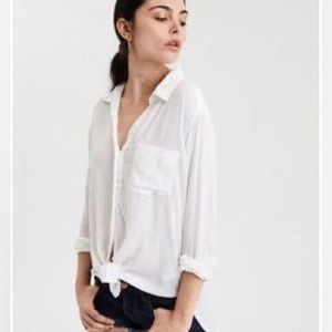 American Eagle White Button-Up with front tie